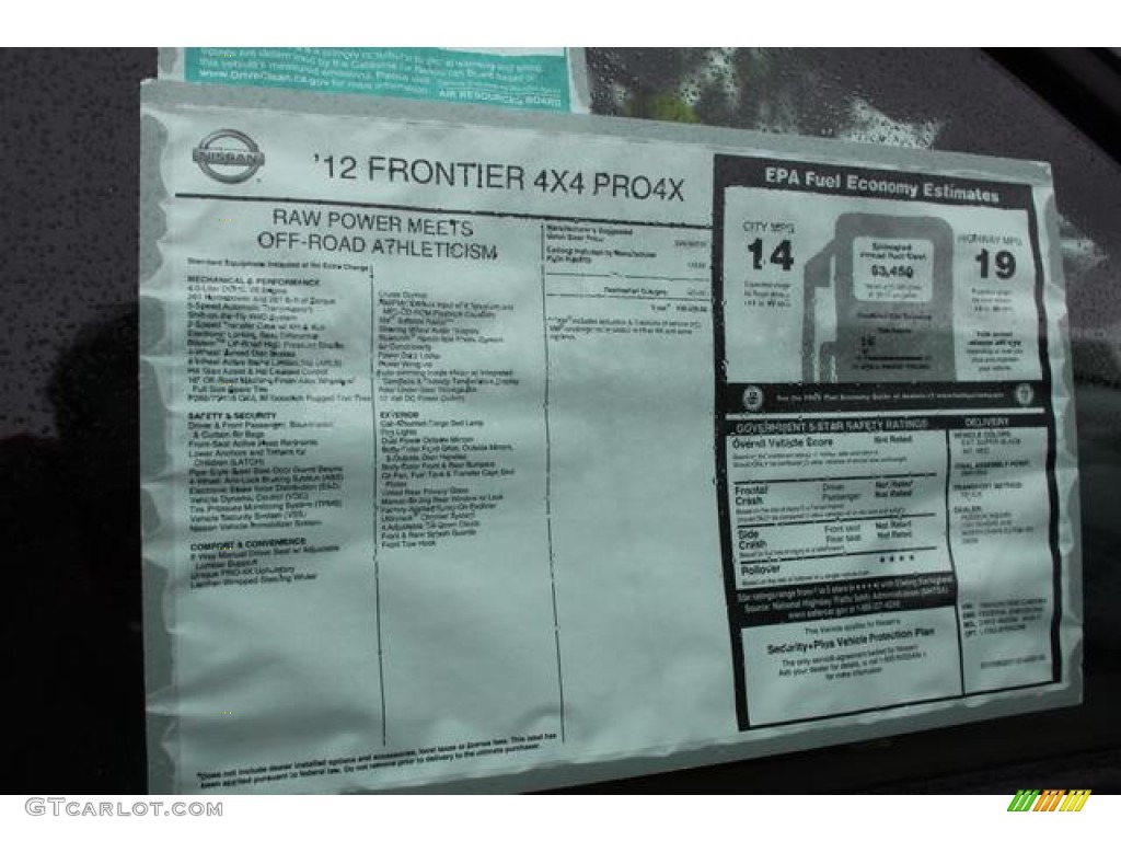 2012 Nissan Frontier Pro-4X King Cab 4x4 Window Sticker Photo #75360239