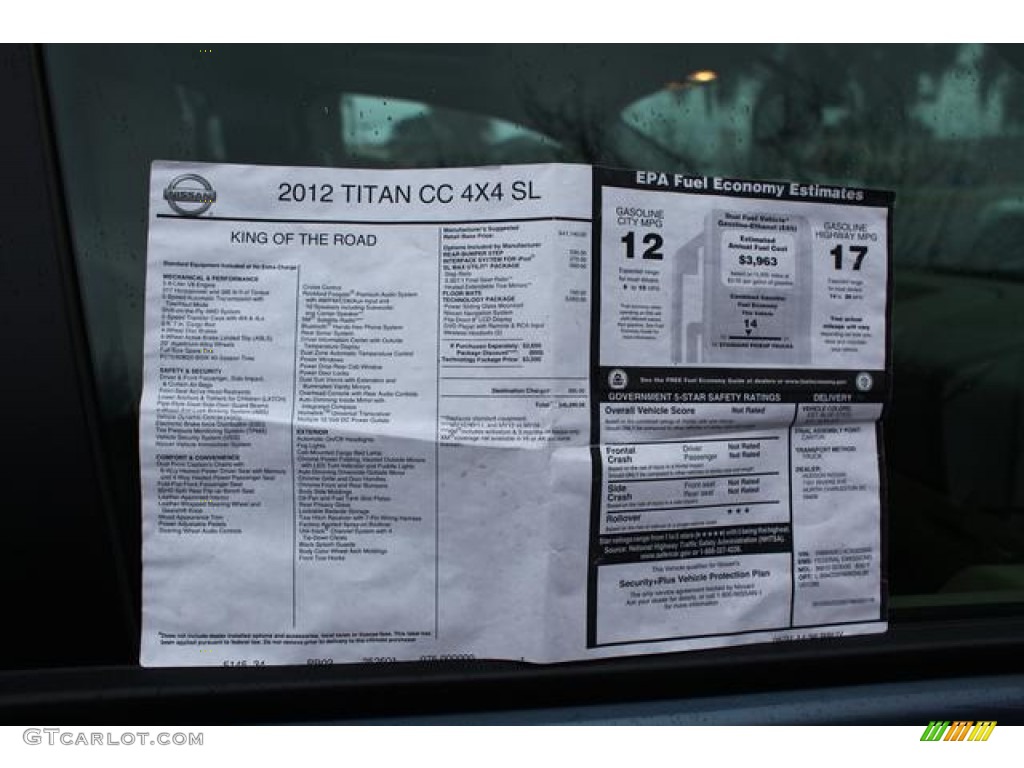 2012 Nissan Titan SL Crew Cab 4x4 Window Sticker Photos