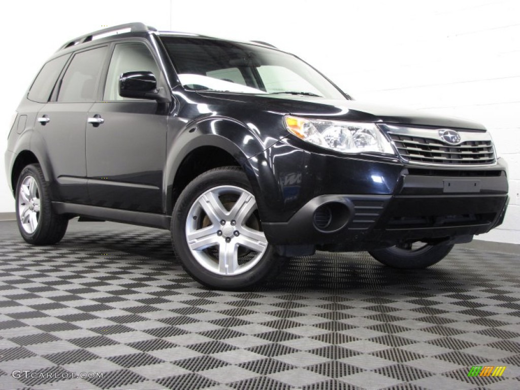 2009 Forester 2.5 X Premium - Obsidian Black Pearl / Black photo #1