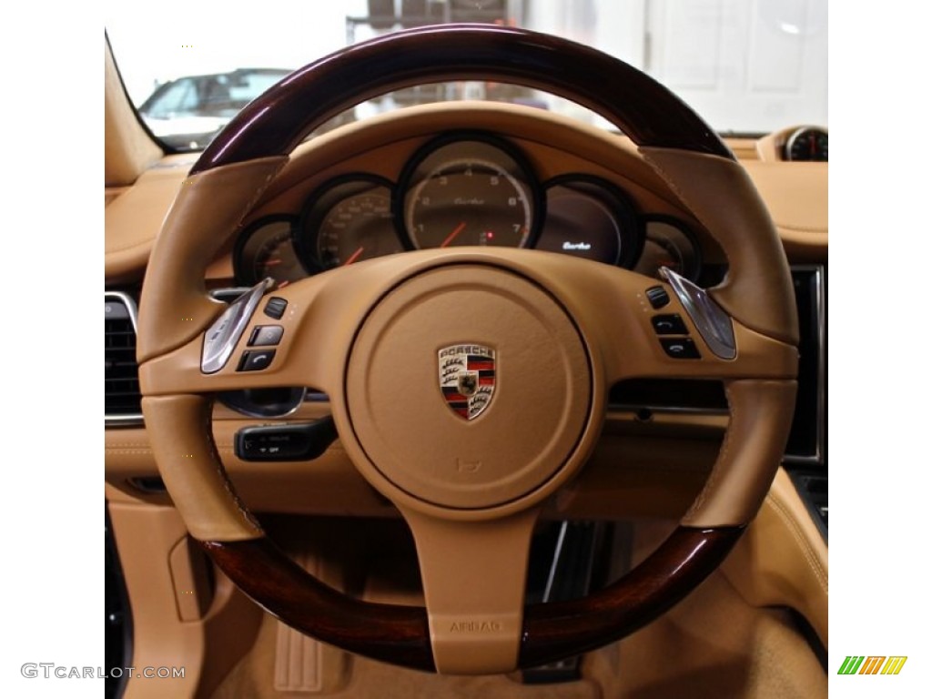 2010 Porsche Panamera Turbo Cognac Natural Leather Steering Wheel Photo #75364317