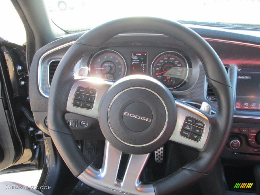 2012 Dodge Charger SRT8 Black/Red Steering Wheel Photo #75364621