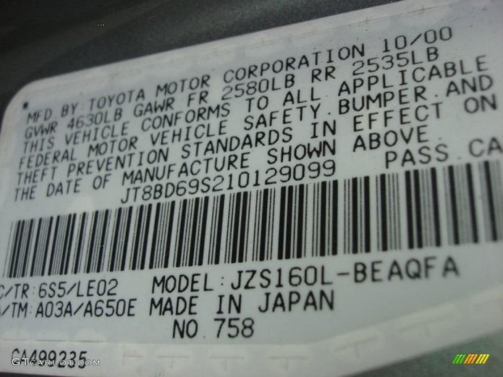 2001 GS Color Code 6S5 for Mystic Sea Opalescent Photo #75368144