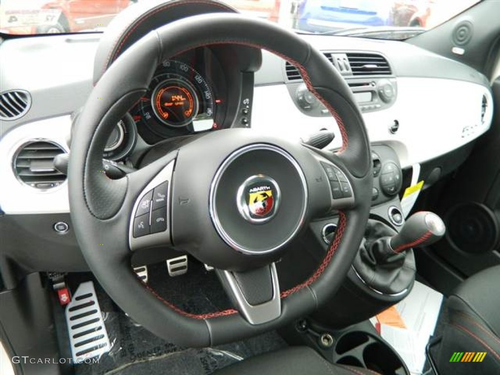 2013 Fiat 500 Abarth Abarth Nero/Nero (Black/Black) Steering Wheel Photo #75371225