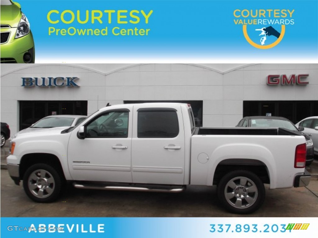 2010 Sierra 1500 SLT Crew Cab - Summit White / Dark Titanium/Light Titanium photo #1