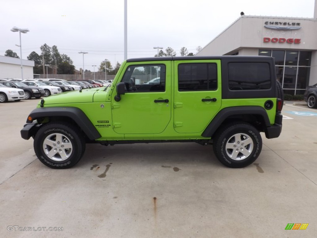 Gecko Green Pearl 2013 Jeep Wrangler Unlimited Sport S 4x4 Exterior Photo #75373733