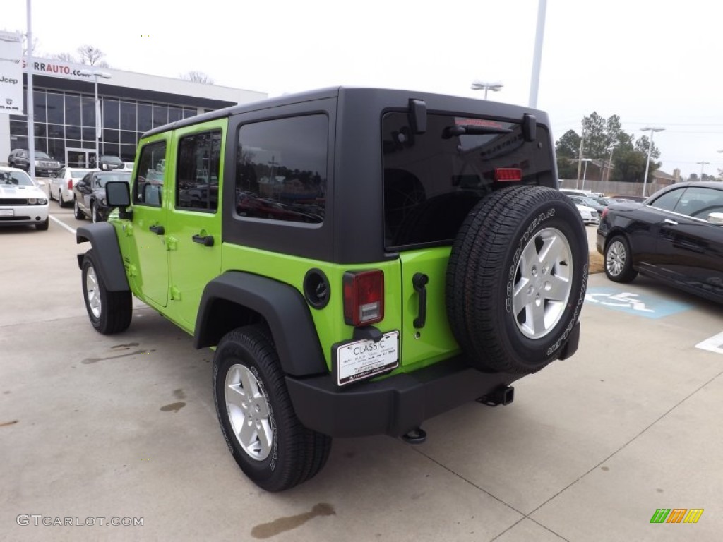 2013 Wrangler Unlimited Sport S 4x4 - Gecko Green Pearl / Black photo #3