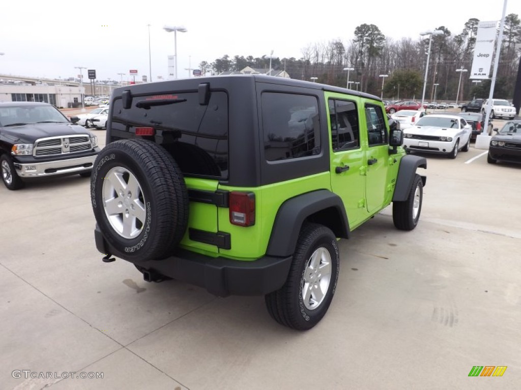2013 Wrangler Unlimited Sport S 4x4 - Gecko Green Pearl / Black photo #5