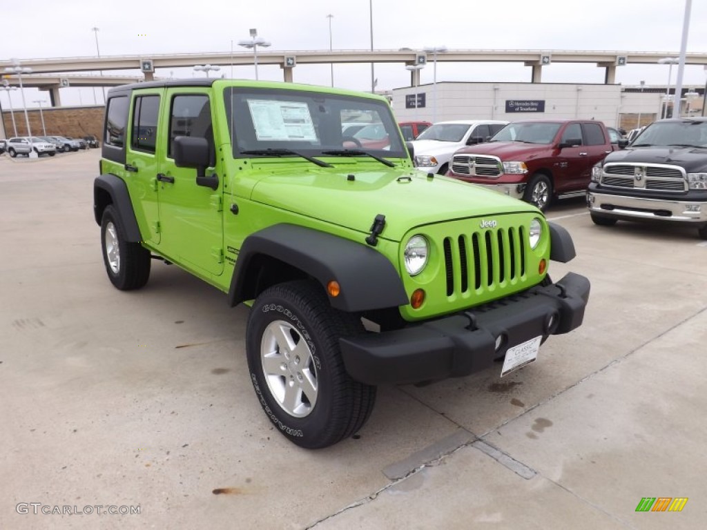 2013 Wrangler Unlimited Sport S 4x4 - Gecko Green Pearl / Black photo #7