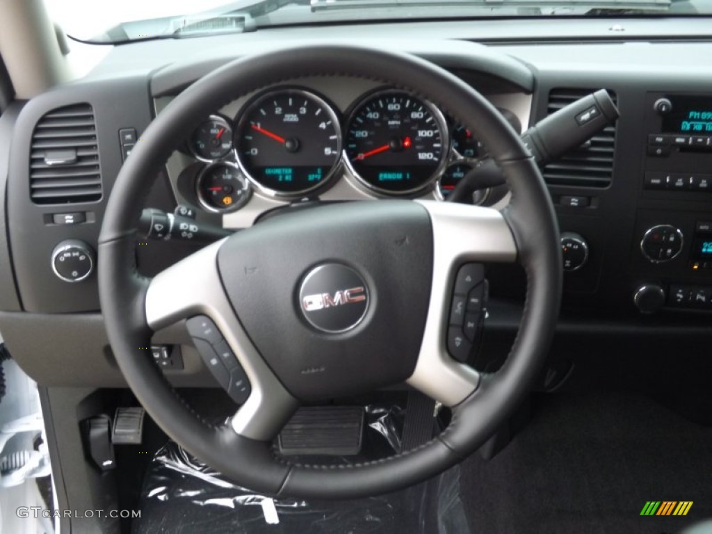 2013 GMC Sierra 2500HD SLE Extended Cab 4x4 Ebony Steering Wheel Photo #75374687