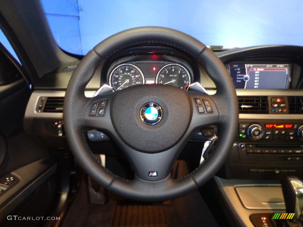 2013 BMW 3 Series 335i xDrive Coupe Black Steering Wheel Photo #75376865