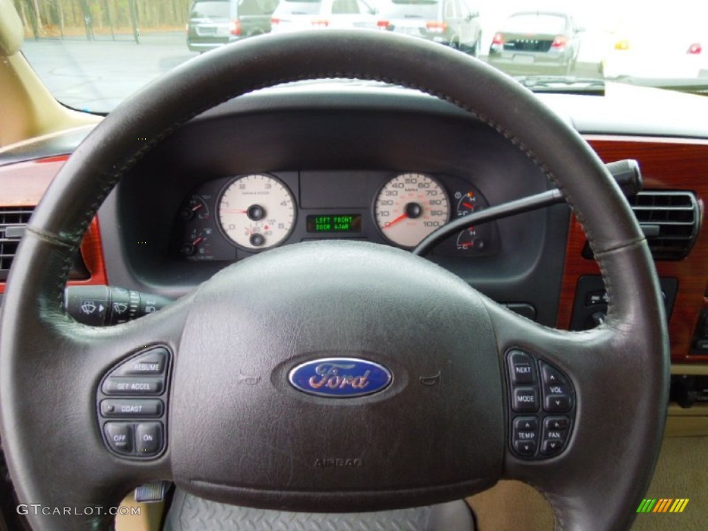 2005 Ford F350 Super Duty Lariat Crew Cab 4x4 Dually Tan Steering Wheel Photo #75385865
