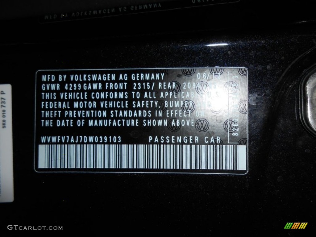 2013 GTI 2 Door - Deep Black Pearl Metallic / Interlagos Plaid Cloth photo #21