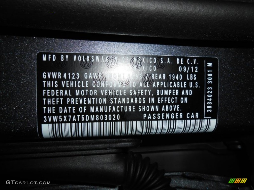 2013 Volkswagen Beetle 2.5L Convertible Info Tag Photos