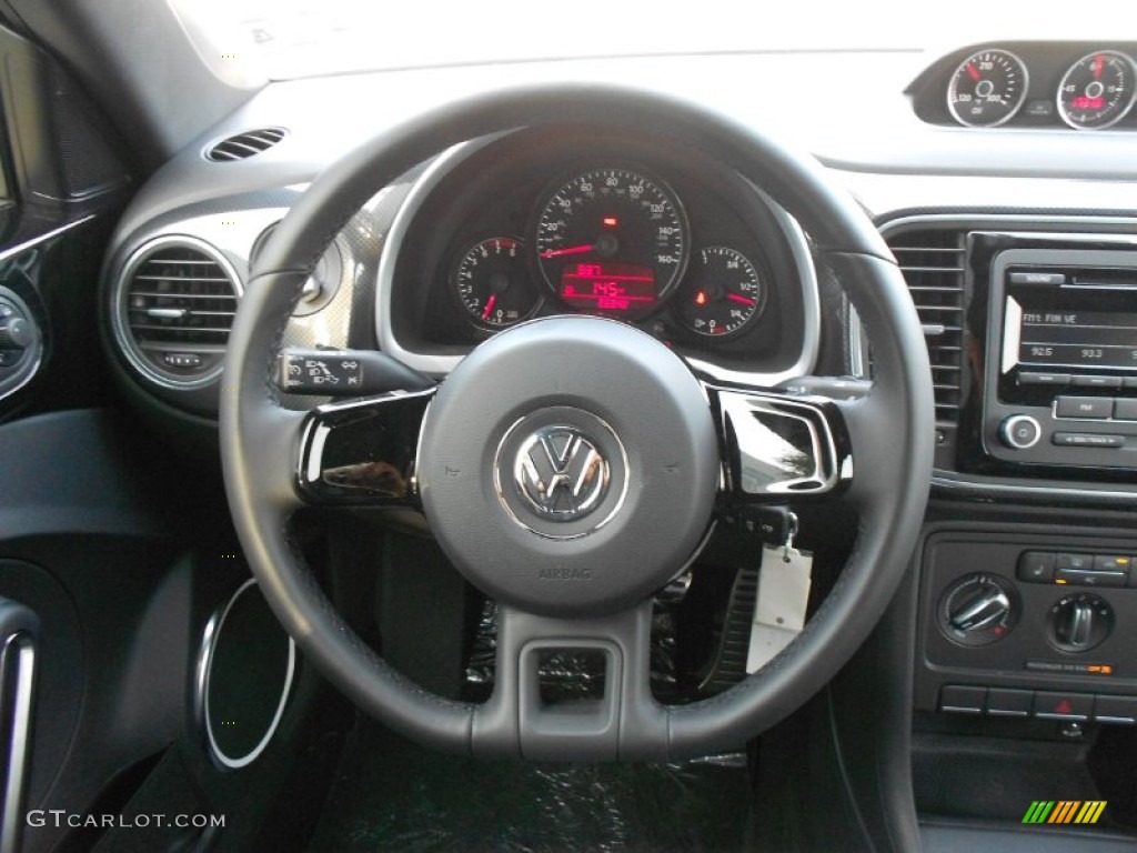 2013 Volkswagen Beetle Turbo Titan Black Steering Wheel Photo #75390362