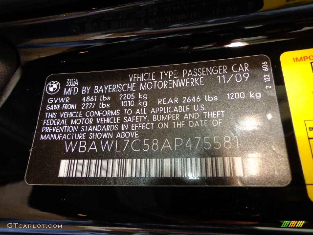 2010 3 Series 335i Convertible - Jet Black / Black Dakota Leather photo #19