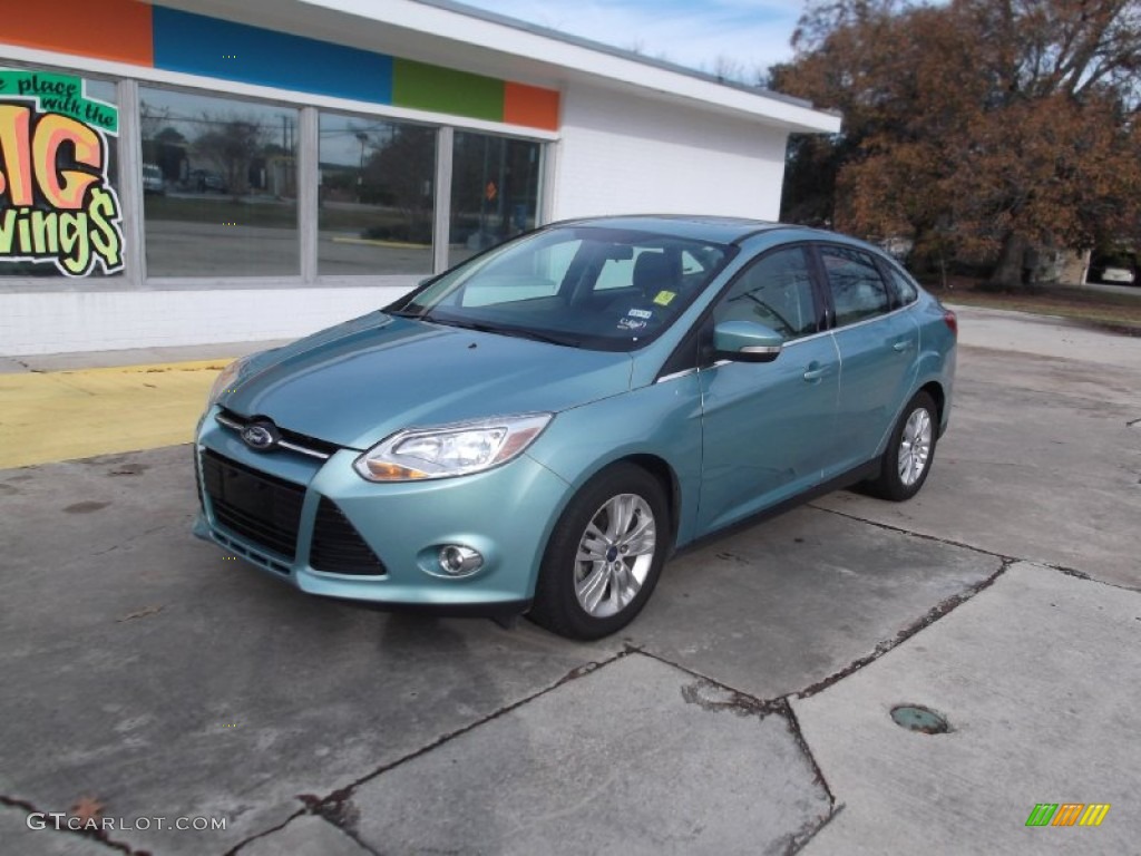 2012 Focus SEL Sedan - Frosted Glass Metallic / Stone photo #2