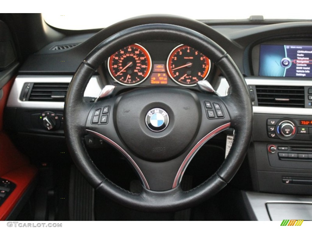 2009 3 Series 328i Convertible - Black Sapphire Metallic / Coral Red/Black Dakota Leather photo #34