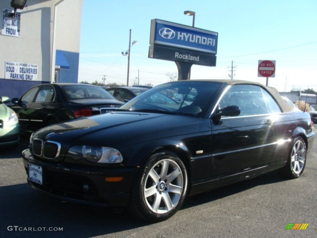 2002 3 Series 325i Convertible - Jet Black / Black photo #2