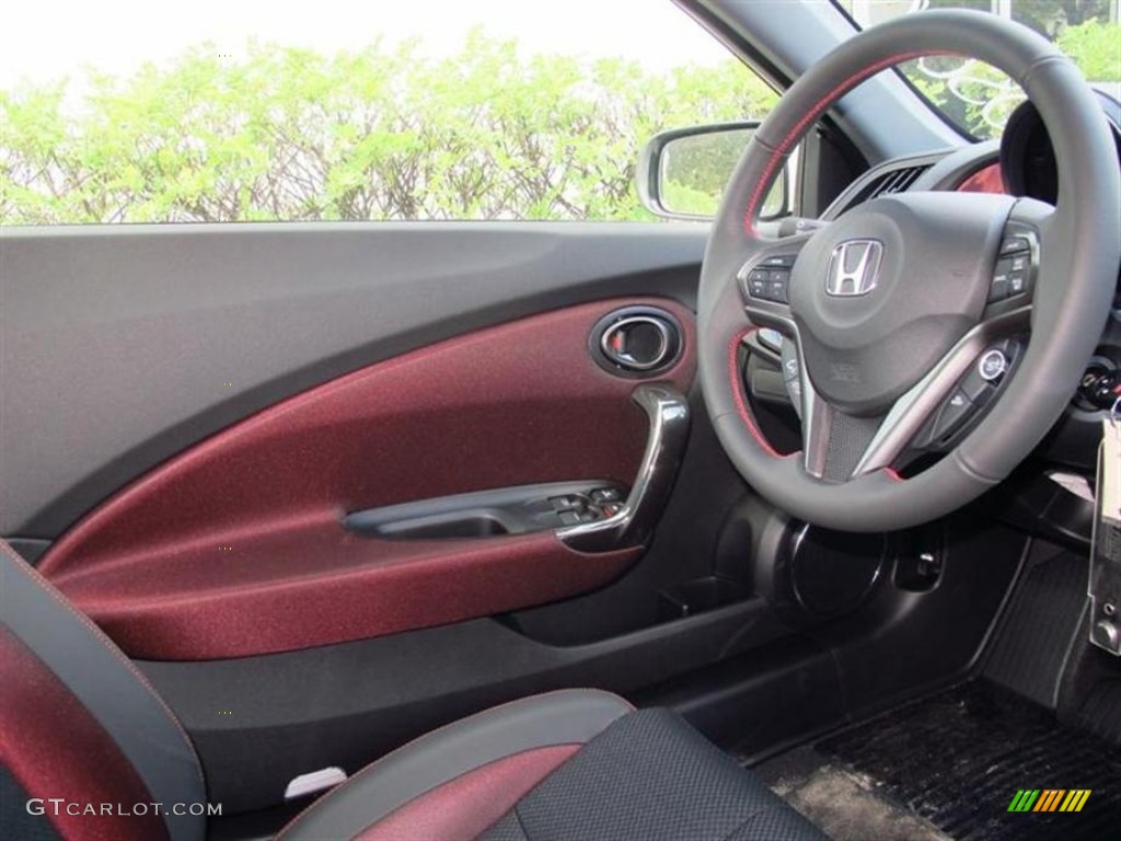 2013 Honda CR-Z EX Sport Hybrid Black/Red Door Panel Photo #75400666