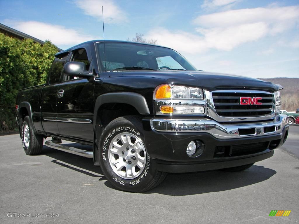 2005 Sierra 1500 SLE Extended Cab 4x4 - Onyx Black / Pewter photo #27