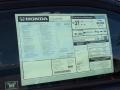  2013 CR-Z Sport Hybrid Window Sticker