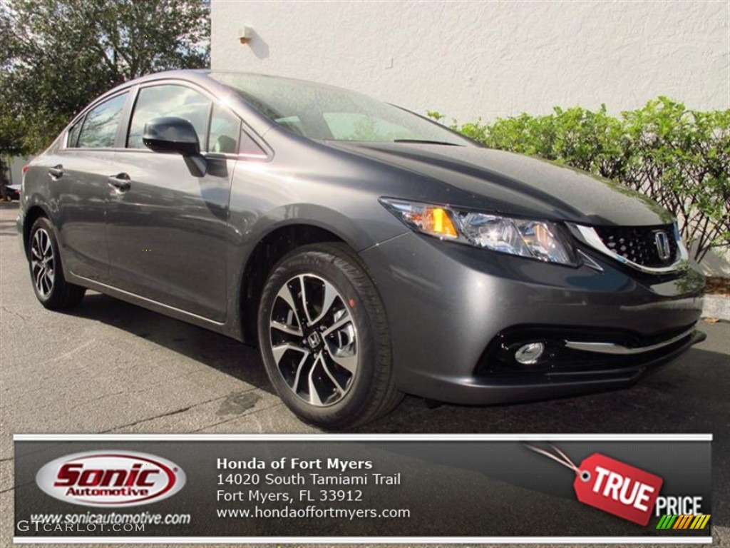 2013 Civic EX-L Sedan - Polished Metal Metallic / Gray photo #1