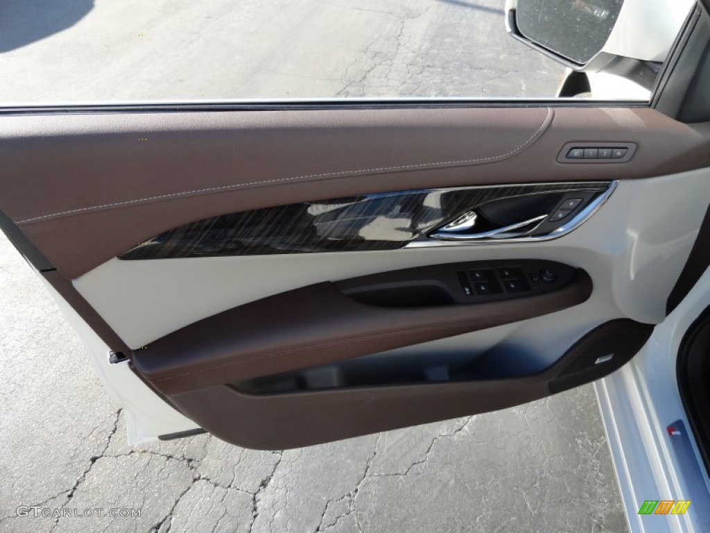 2013 Cadillac ATS 2.0L Turbo Premium Light Platinum/Brownstone Accents Door Panel Photo #75403862