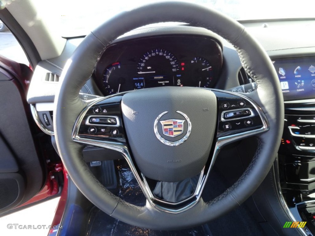 2013 Cadillac ATS 2.0L Turbo Luxury AWD Jet Black/Jet Black Accents Steering Wheel Photo #75404883