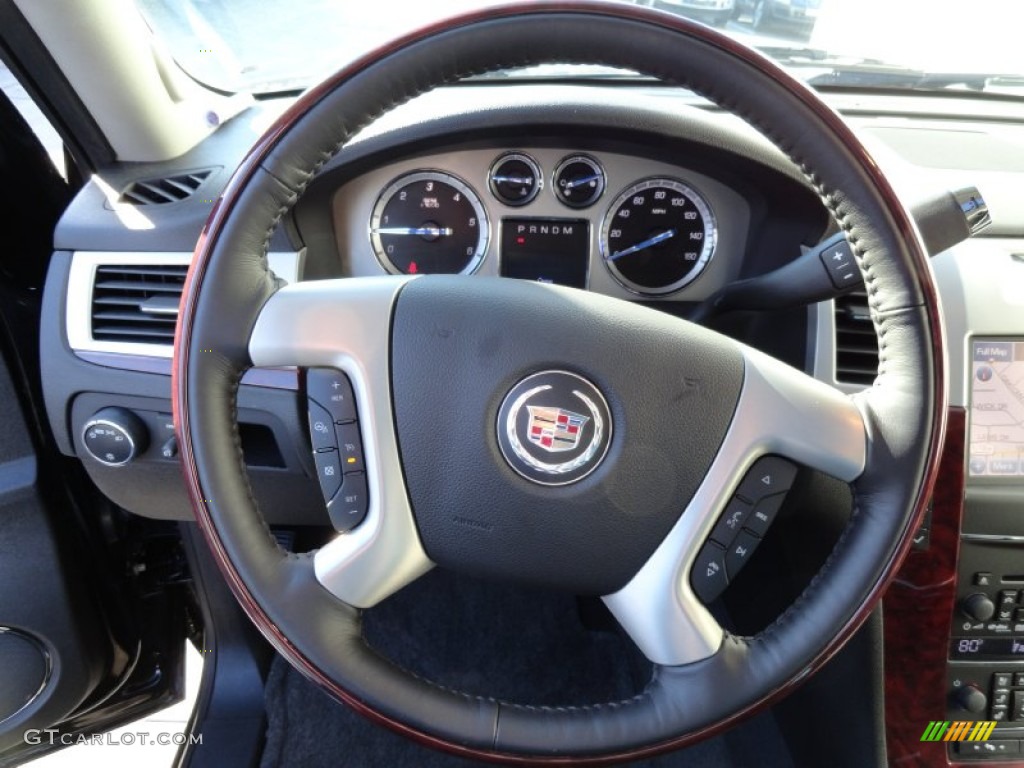 2013 Cadillac Escalade Premium AWD Ebony Steering Wheel Photo #75405303