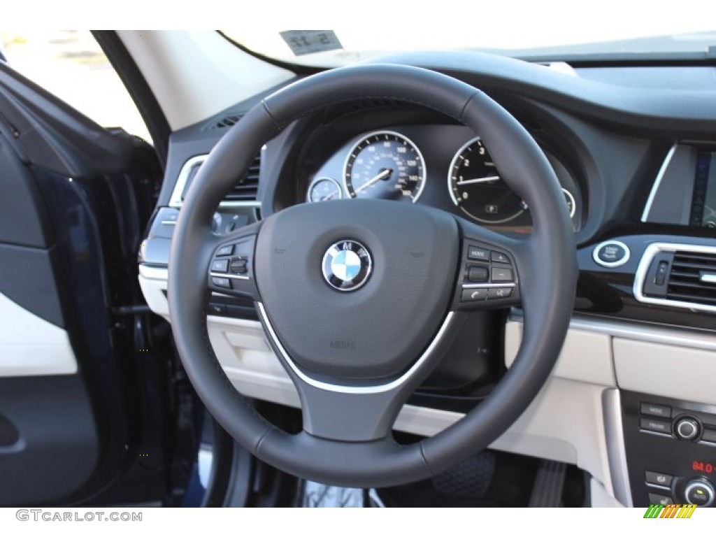 2012 BMW 5 Series 550i xDrive Gran Turismo Ivory White/Black Steering Wheel Photo #75424443