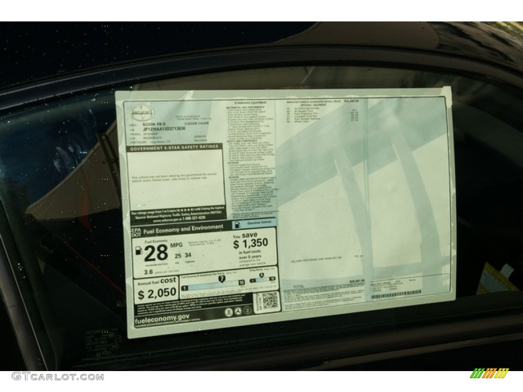 2013 Scion FR-S Sport Coupe Window Sticker Photo #75427650