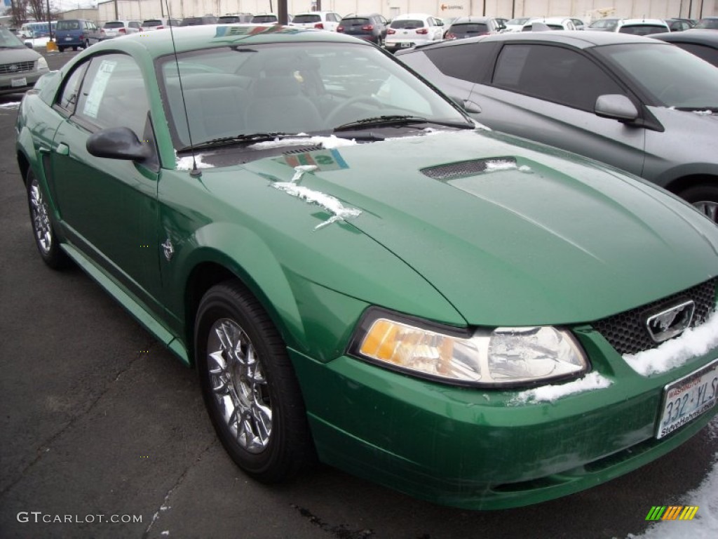 1999 Mustang V6 Coupe - Electric Green Metallic / Light Graphite photo #16