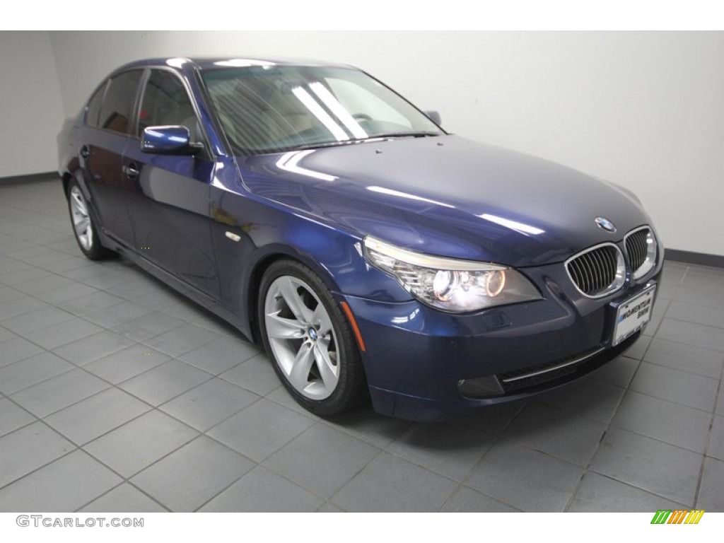 2008 5 Series 528i Sedan - Deep Sea Blue Metallic / Beige photo #1