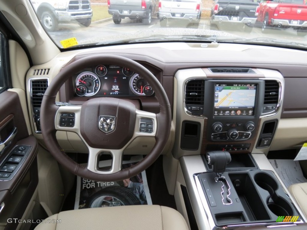 2013 Ram 1500 Laramie Crew Cab Canyon Brown/Light Frost Beige Dashboard Photo #75435345