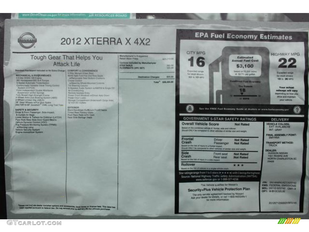 2012 Nissan Xterra X Window Sticker Photo #75436359