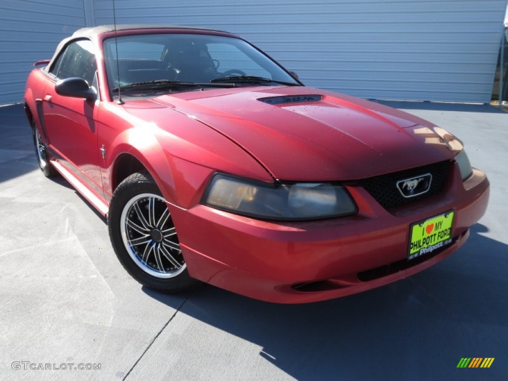 2002 Mustang V6 Convertible - Laser Red Metallic / Black Saleen Recaro photo #1