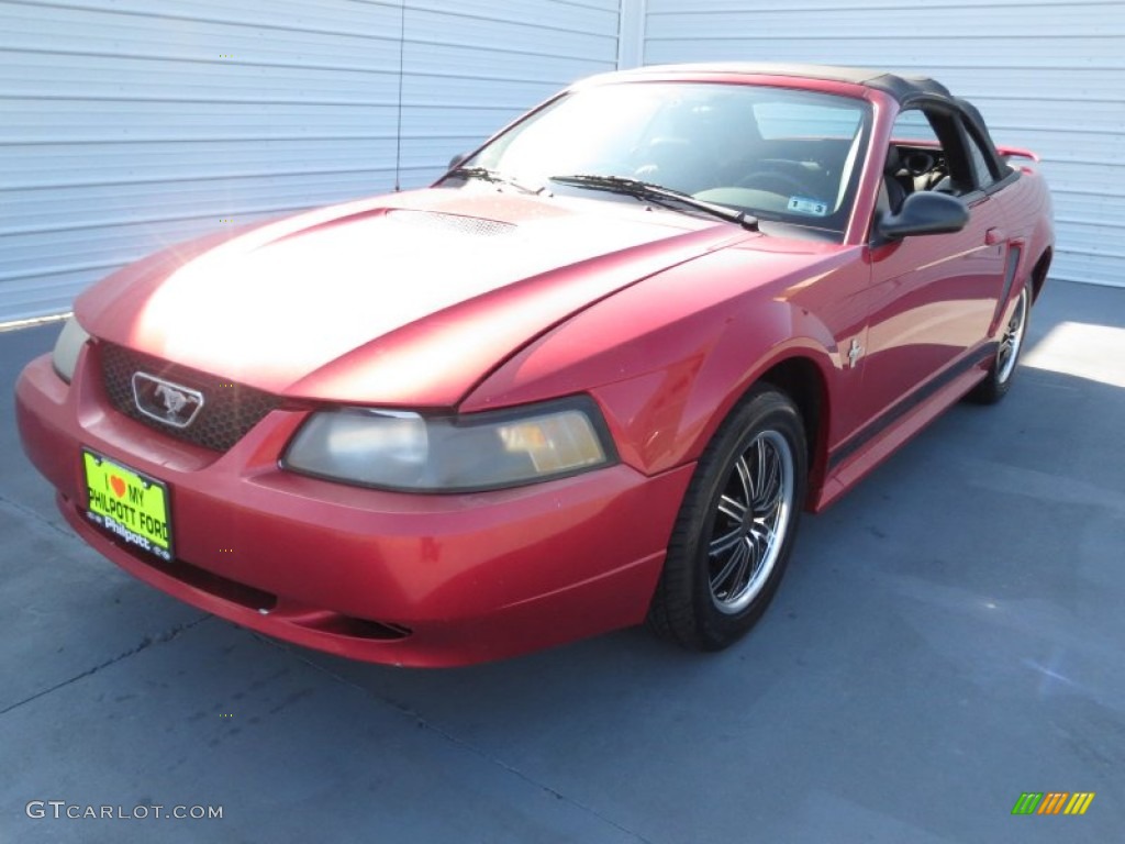 2002 Mustang V6 Convertible - Laser Red Metallic / Black Saleen Recaro photo #6
