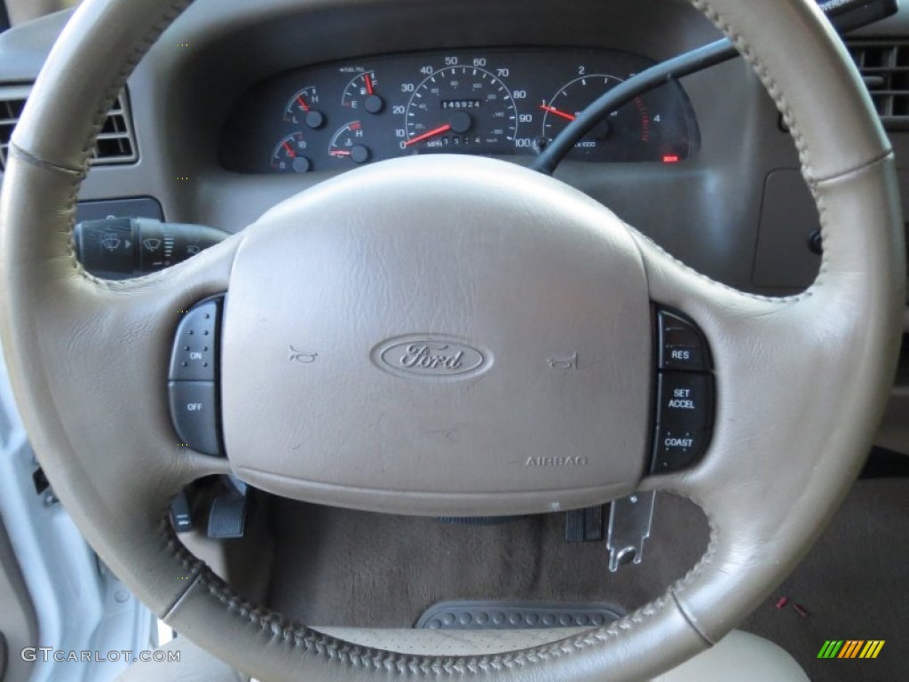 2001 Ford F250 Super Duty Lariat Super Crew Medium Parchment Steering Wheel Photo #75440619
