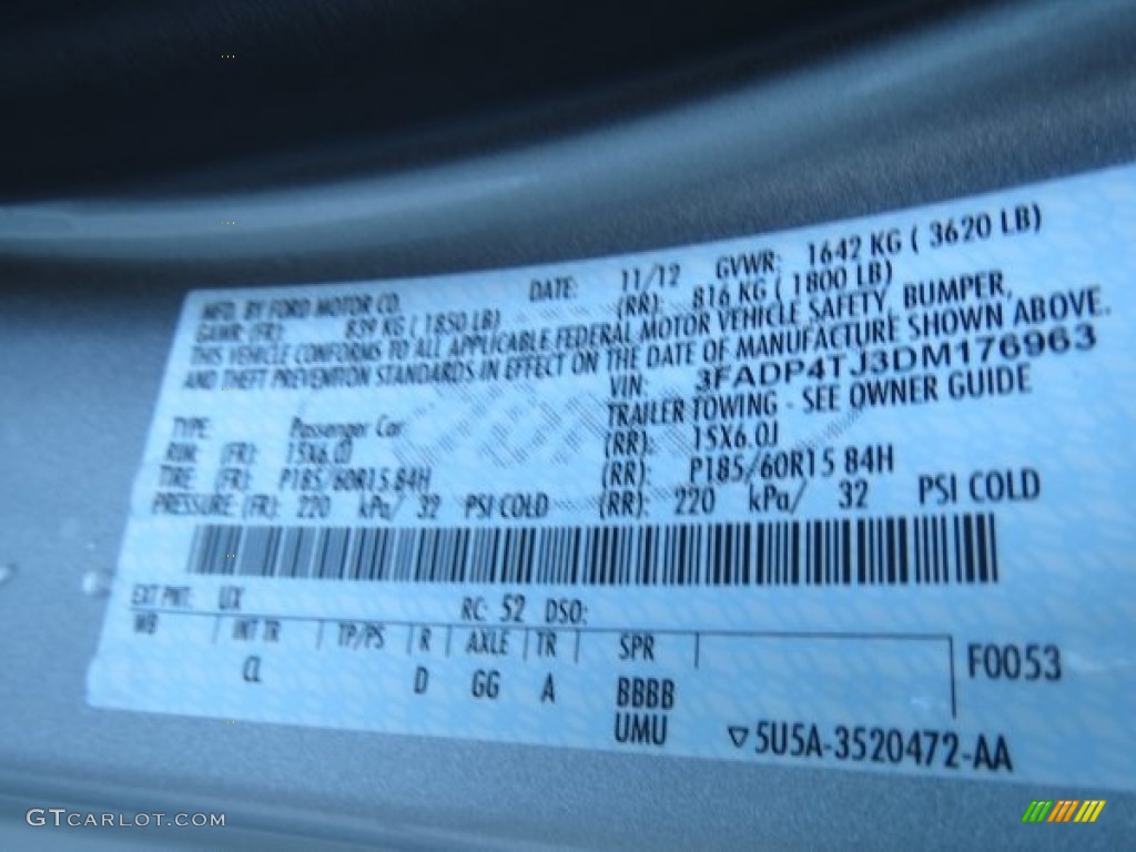 2013 Fiesta Color Code UX for Ingot Silver Photo #75444309