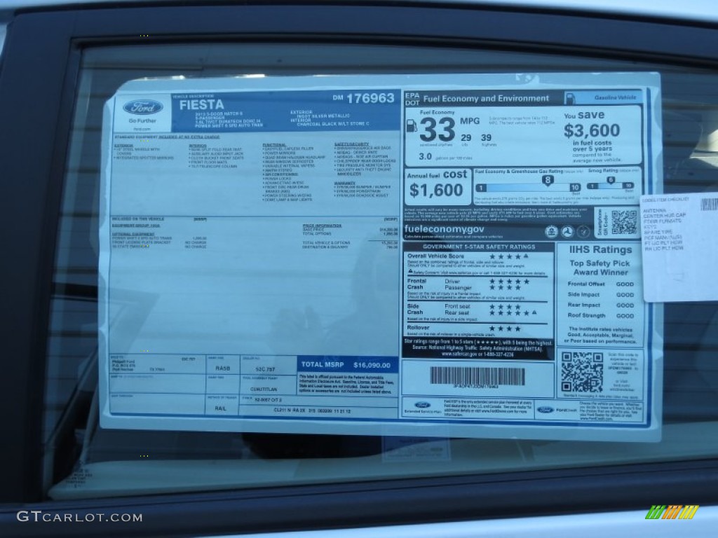 2013 Ford Fiesta S Hatchback Window Sticker Photo #75444321