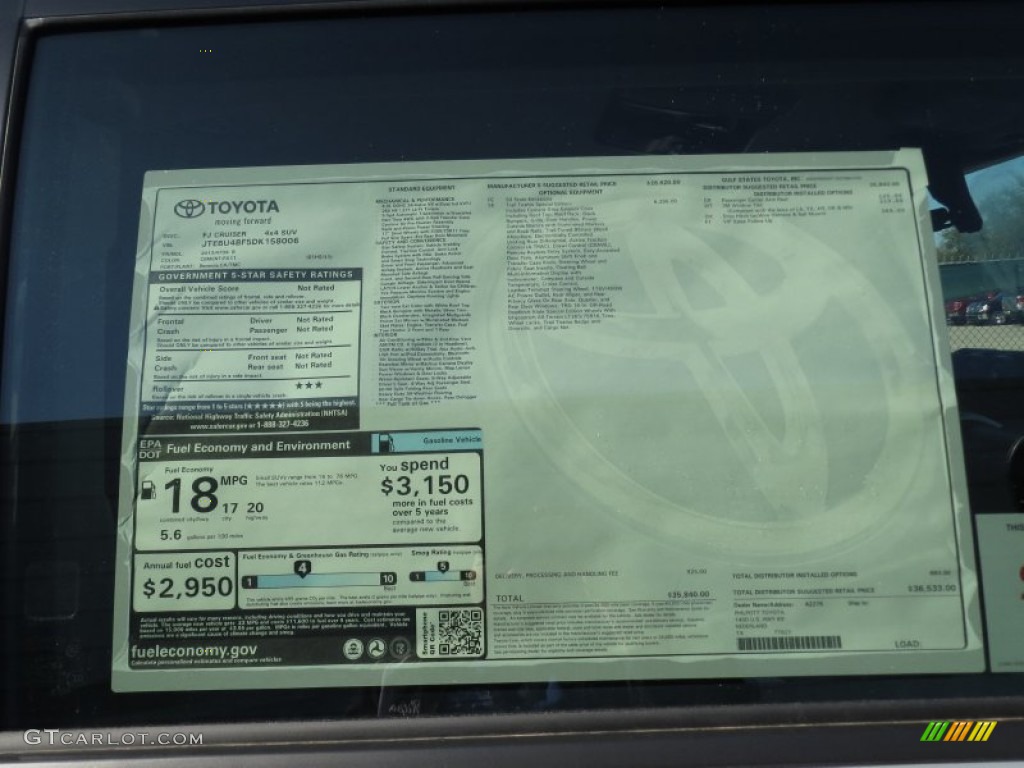 2013 Toyota FJ Cruiser Trail Teams Special Edition 4WD Window Sticker Photo #75444927