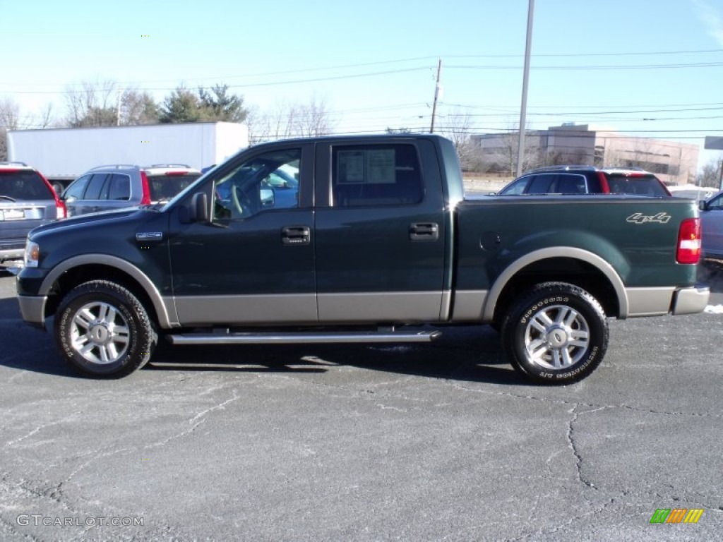 2005 F150 Lariat SuperCrew 4x4 - Aspen Green Metallic / Tan photo #6