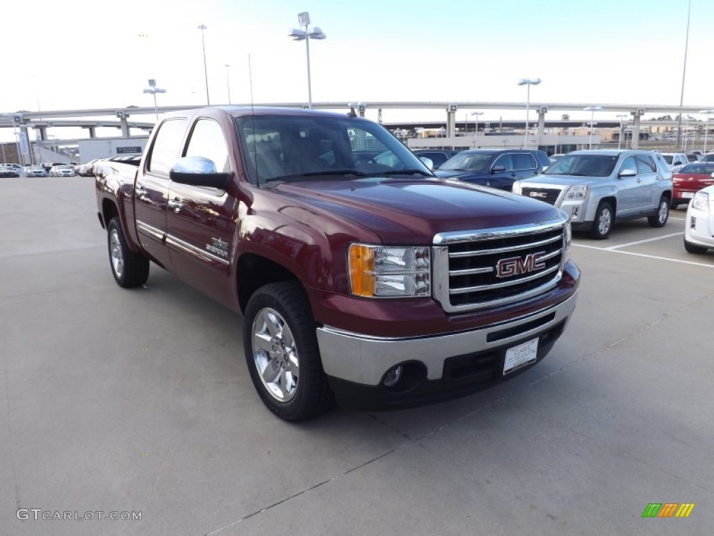 2013 Sierra 1500 SLE Crew Cab - Sonoma Red Metallic / Very Dark Cashmere/Light Cashmere photo #7