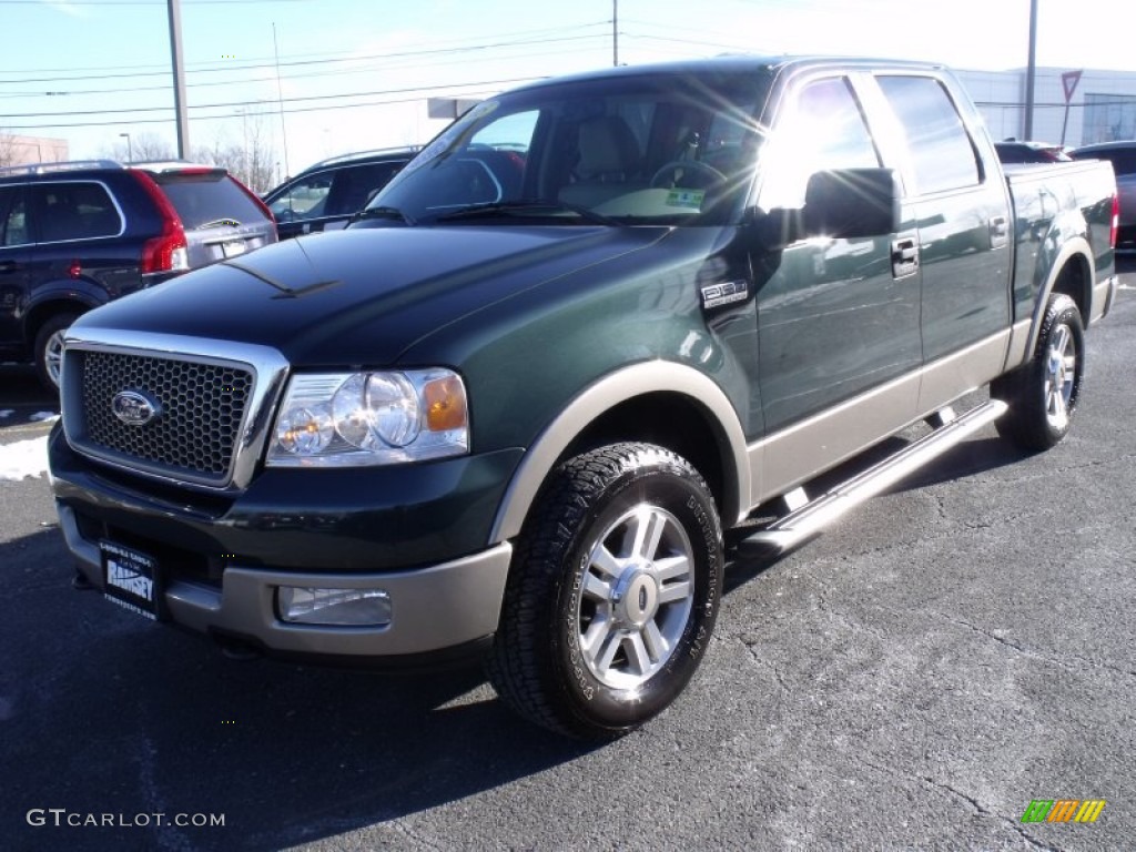 2005 F150 Lariat SuperCrew 4x4 - Aspen Green Metallic / Tan photo #9