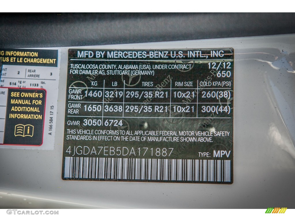 2013 ML Color Code 650 for Arctic White Photo #75450986