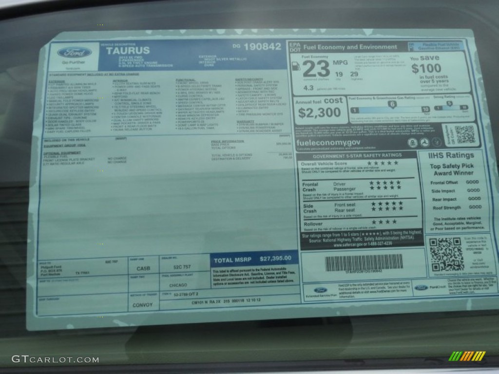 2013 Ford Taurus SE Window Sticker Photos
