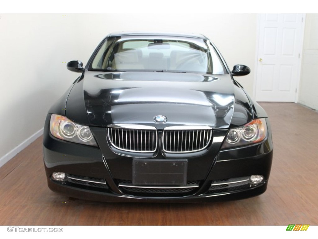 2008 3 Series 335i Sedan - Black Sapphire Metallic / Beige photo #8
