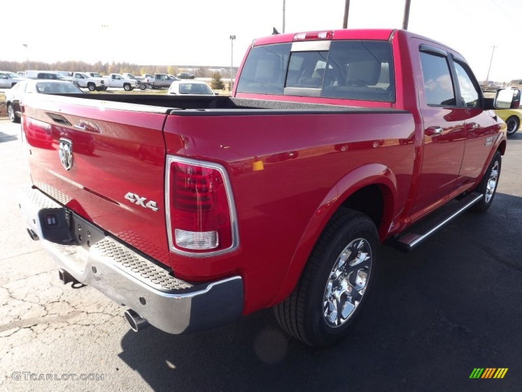 2013 1500 Laramie Crew Cab 4x4 - Flame Red / Canyon Brown/Light Frost Beige photo #5