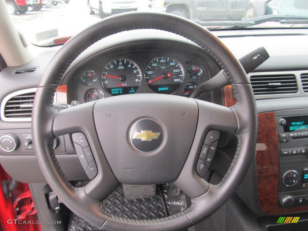 2011 Chevrolet Silverado 1500 LTZ Crew Cab 4x4 Ebony Steering Wheel Photo #75465179