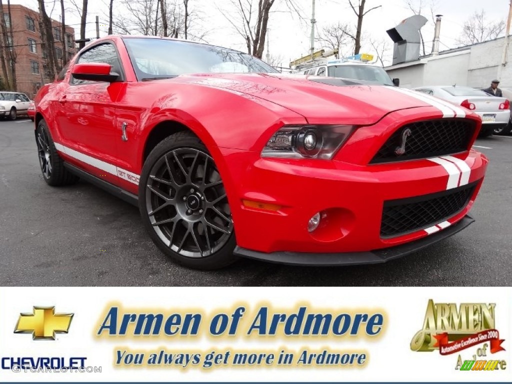 2011 Mustang Shelby GT500 SVT Performance Package Coupe - Race Red / Charcoal Black/White photo #1